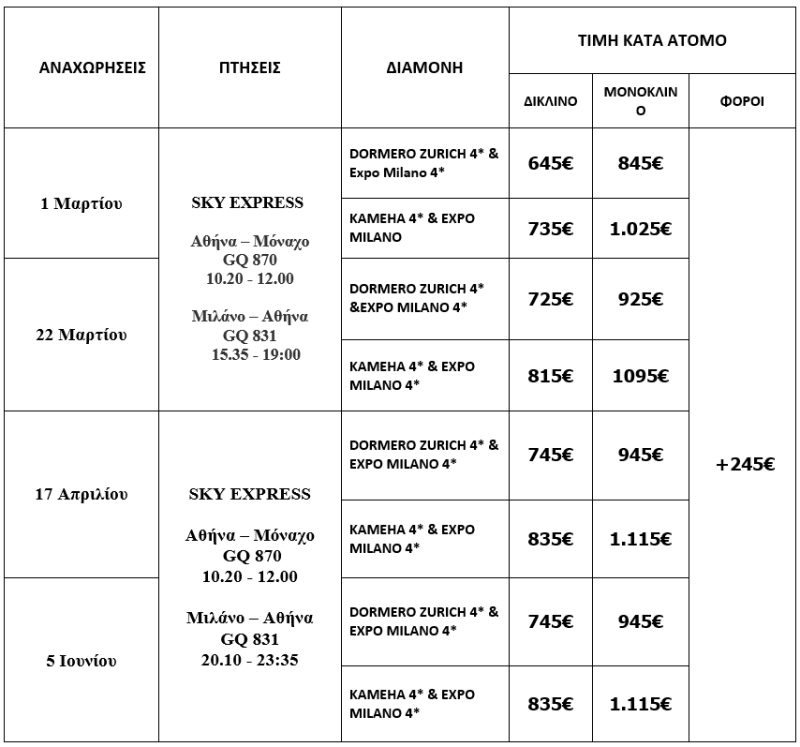 τιμοκατάλογος ΠΑΝΟΡΑΜΑ ΕΛΒΕΤΙΑΣ - ΑΛΠΙΚΟ ΤΡΑΙΝΟ - 5 ΗΜΕΡΕΣ ΜΑΡΤΙΟΣ - ΑΠΡΙΛΙΟΣ - ΙΟΥΝΙΟΣ 