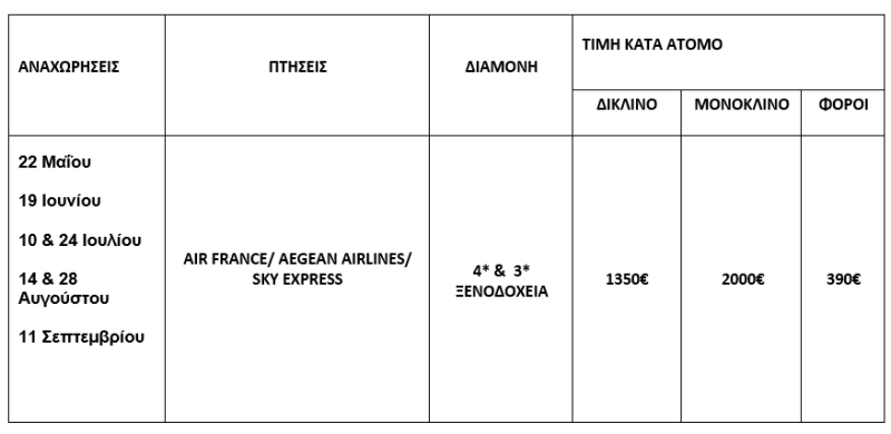 τιμοκατάλογος ΒΟΡΕΙΑ ΓΑΛΛΙΑ - ΚΑΛΟΚΑΙΡΙ & ΦΘΙΝΟΠΩΡΟ 2025