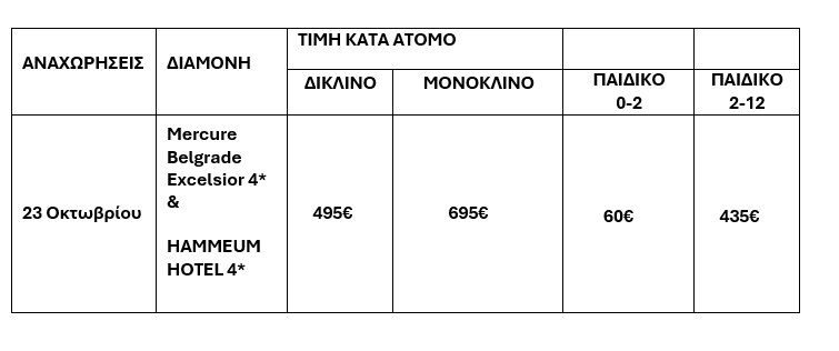 τιμοκατάλογος ΒΕΛΙΓΡΑΔΙ-7ΗΜΕΡΕΣ-ΟΔΙΚΩΣ