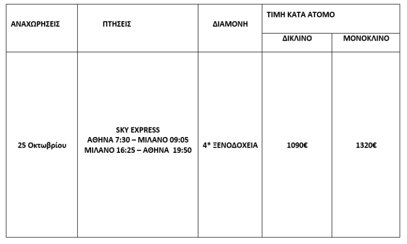 τιμοκατάλογος 28Η ΟΚΤΩΒΡΙΟΥ ΣΤΗΝ Β. ΙΤΑΛΙΑ - ΕΛΒΕΤΙΑ - 5 ΗΜΕΡΕΣ