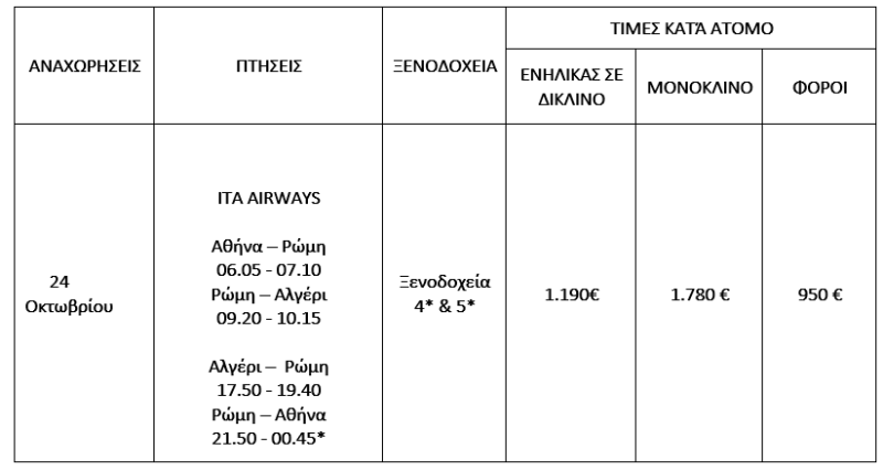 τιμοκατάλογος ΑΛΓΕΡΙΑ – 9 ΗΜΕΡΕΣ 28Η ΟΚΤΩΒΡΙΟΥ